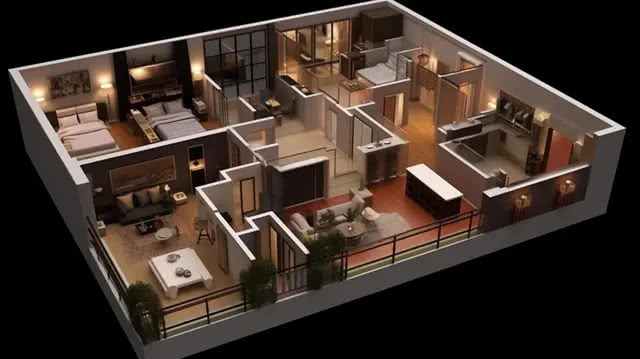 pngtree 3d rendering depicts a floor plan of an apartment image 2972678